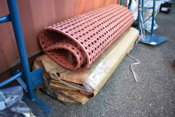 3 BRAND NEW SCRATCH AND DENT! Floor Mats Including Choice 844CBREDSTRE 3' x 5' Red Rubber Straight Edge Grease-Resistant Anti-Fatigue Floor Mat, 3/4" Thick. 3 Times Your Bid! - Image 3 of 4