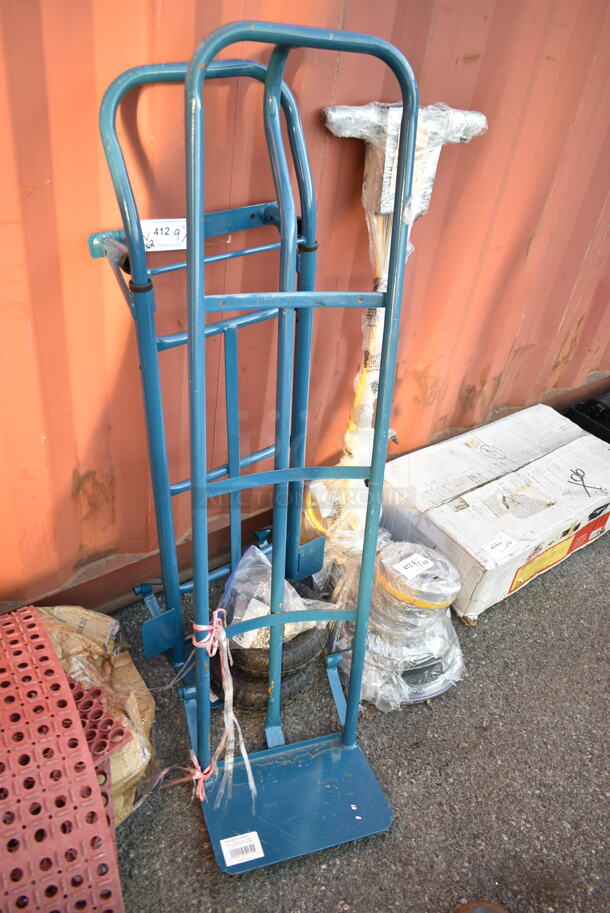 2 BRAND NEW SCRATCH AND DENT! Lavex 503HDTH600BL 600 lb. Blue Hand Truck With 10" Solid Rubber Wheels and Lavex 503HDTP21BL 500 lb. Blue 2-in-1 Convertible Hand Truck With 10" Pneumatic Wheels. 2 Times Your Bid! - Image 2 of 6