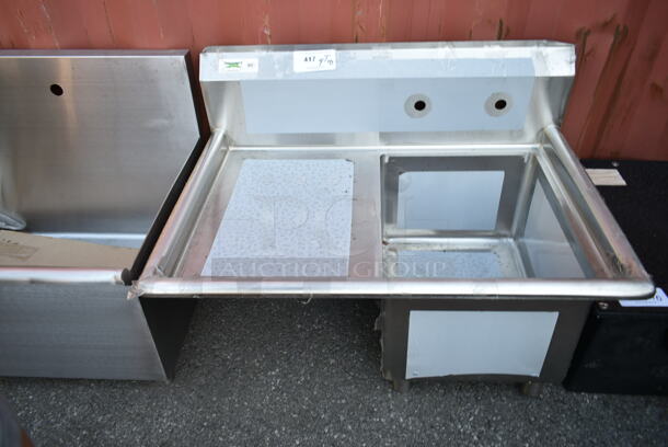 BRAND NEW SCRATCH AND DENT! Regency 600S1162018L 36 1/2" 16 Gauge Stainless Steel One Compartment Commercial Sink with 1 Drainboard - 16" x 20" x 12" Bowl. No Legs. - Image 2 of 6