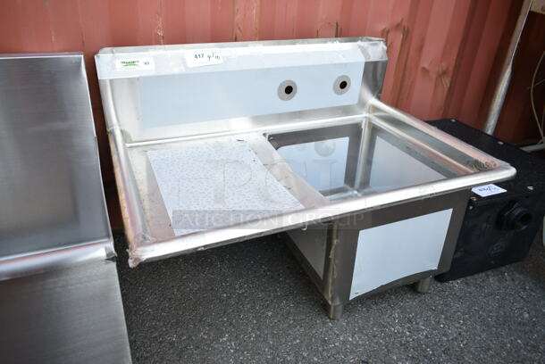 BRAND NEW SCRATCH AND DENT! Regency 600S1162018L 36 1/2" 16 Gauge Stainless Steel One Compartment Commercial Sink with 1 Drainboard - 16" x 20" x 12" Bowl. No Legs. - Image 3 of 6