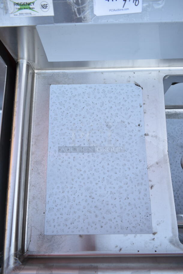 BRAND NEW SCRATCH AND DENT! Regency 600S1162018L 36 1/2" 16 Gauge Stainless Steel One Compartment Commercial Sink with 1 Drainboard - 16" x 20" x 12" Bowl. No Legs. - Image 5 of 6
