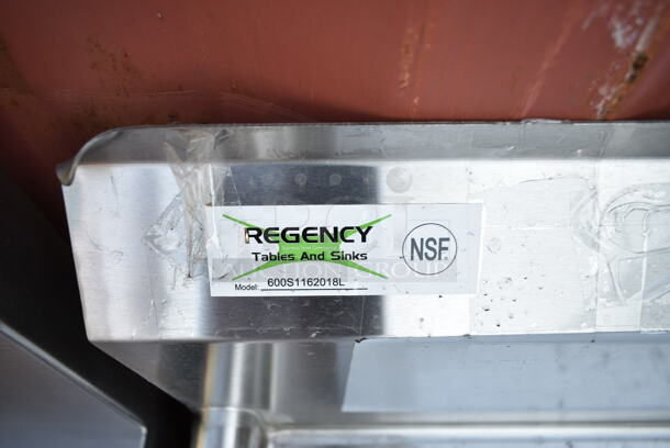 BRAND NEW SCRATCH AND DENT! Regency 600S1162018L 36 1/2" 16 Gauge Stainless Steel One Compartment Commercial Sink with 1 Drainboard - 16" x 20" x 12" Bowl. No Legs. - Image 6 of 6
