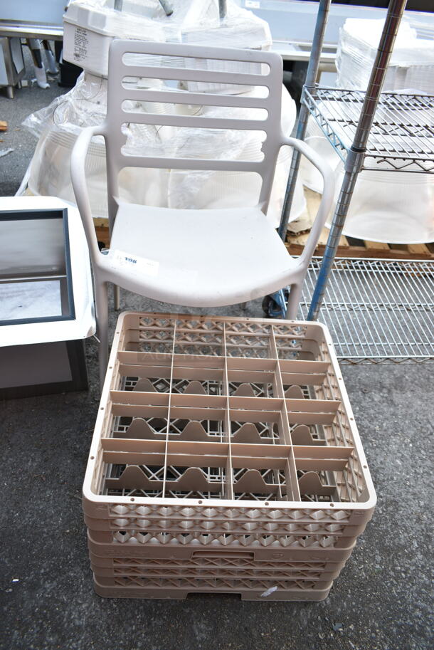3 BRAND NEW SCRATCH AND DENT! Items Including White Poly Patio Chair and 2 Dish Caddies. 3 Times Your Bid!  - Image 1 of 9