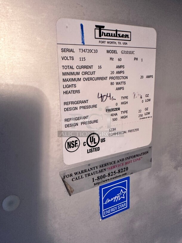 Traulsen G31010 77 inch G Series Solid Door Reach-In Freezer with Left / Right / Right Hinged Doors 115 Volt Tested and Working! - Image 6 of 7