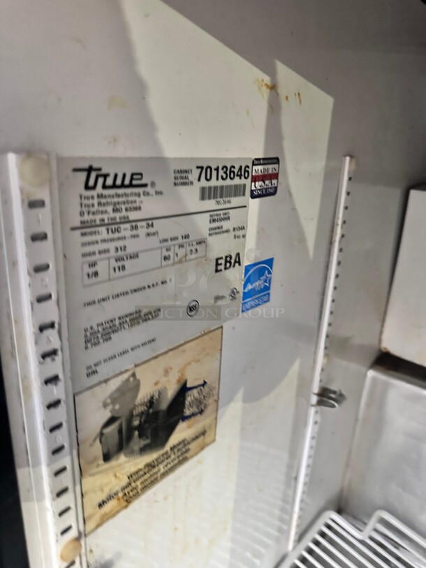 True TUC-36 36" W Undercounter Refrigerator w/ (2) Sections & (2) Doors, 115v - Image 3 of 4