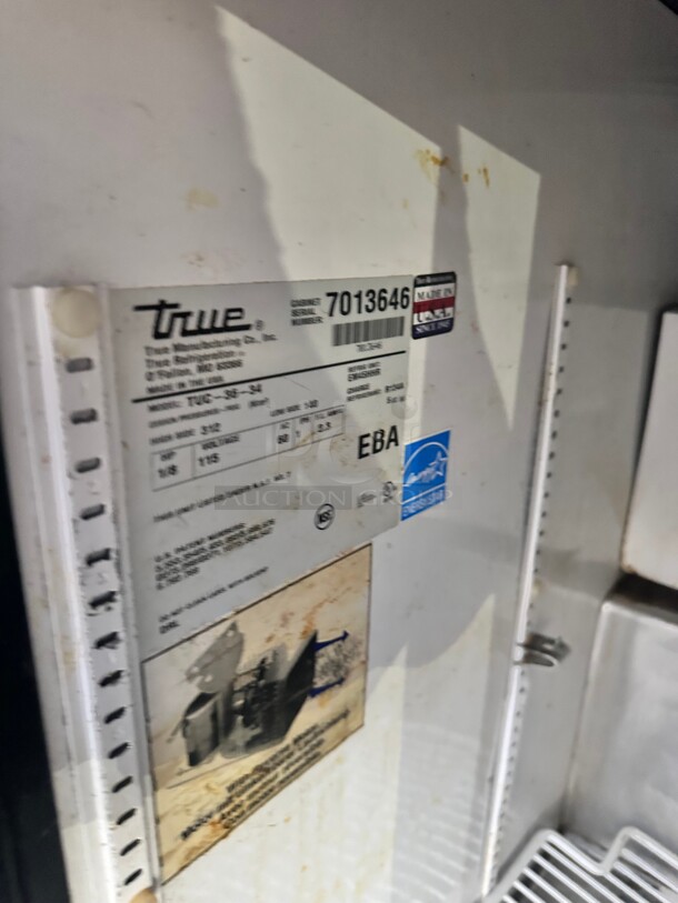 True TUC-36 36" W Undercounter Refrigerator w/ (2) Sections & (2) Doors, 115v - Image 4 of 4