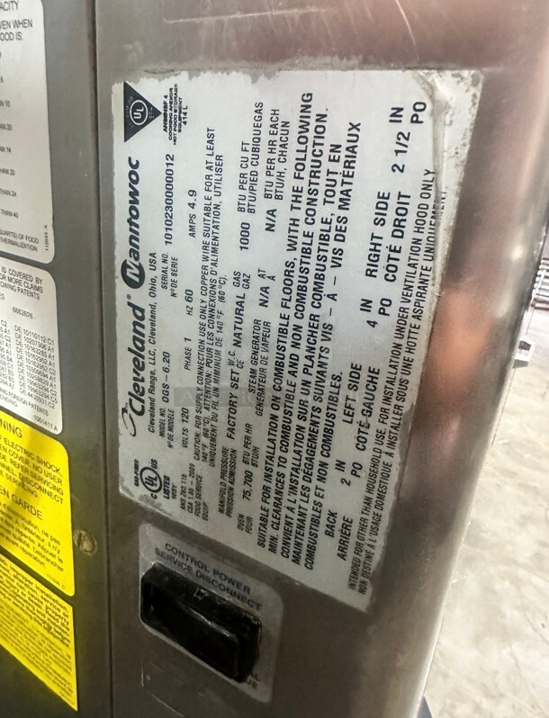 Excellent Shape! Cleveland 0-G-S 6-20 -Double Convotherm combination Gas Oven Tested and Working - Image 6 of 6