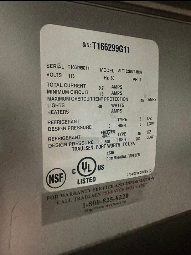 Working! Used Traulsen ALT132WUT-HHS 30" Two Section Reach In Freezer, (2) Solid Doors, 115v Tested! - Image 5 of 7
