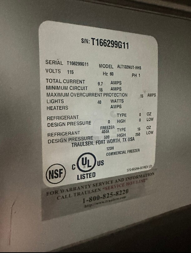 Working! Used Traulsen ALT132WUT-HHS 30" Two Section Reach In Freezer, (2) Solid Doors, 115v Tested! - Image 6 of 7