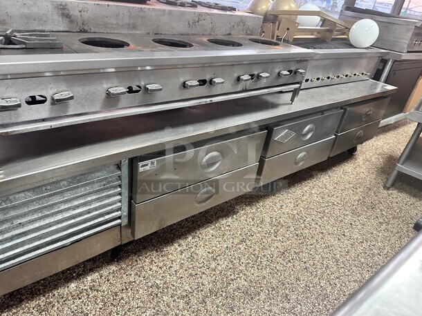 Utility 110 inch Six-Drawer Commercial Refrigerated Chef Base V-Edge NSF 115 Volt - Image 4 of 4