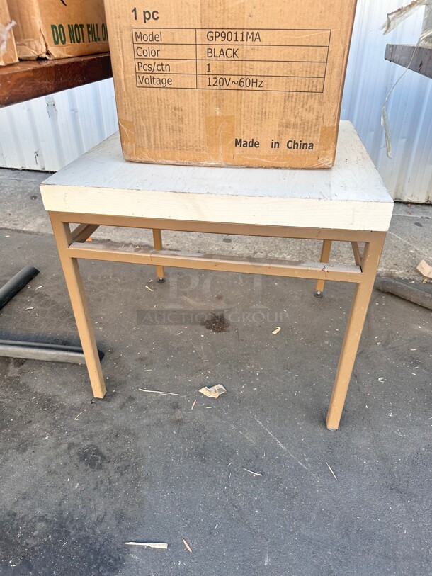 Metal and Wood Side Table - Image 1 of 4