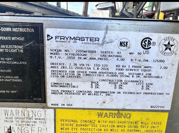 2022 Used Frymaster SCFHD260G Gas Fryer - (2) 80 lb Vats, Floor Model, Natural Gas With Filtration System Tested and Working - Image 10 of 10
