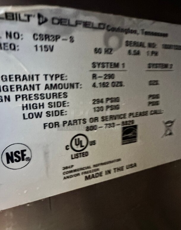 Excellent Shape! Delfield CSR3P-S 83" Three Section Reach-In Refrigerator w/ 3 Solid Full Doors 115 Volt Tested and Working! - Image 4 of 10