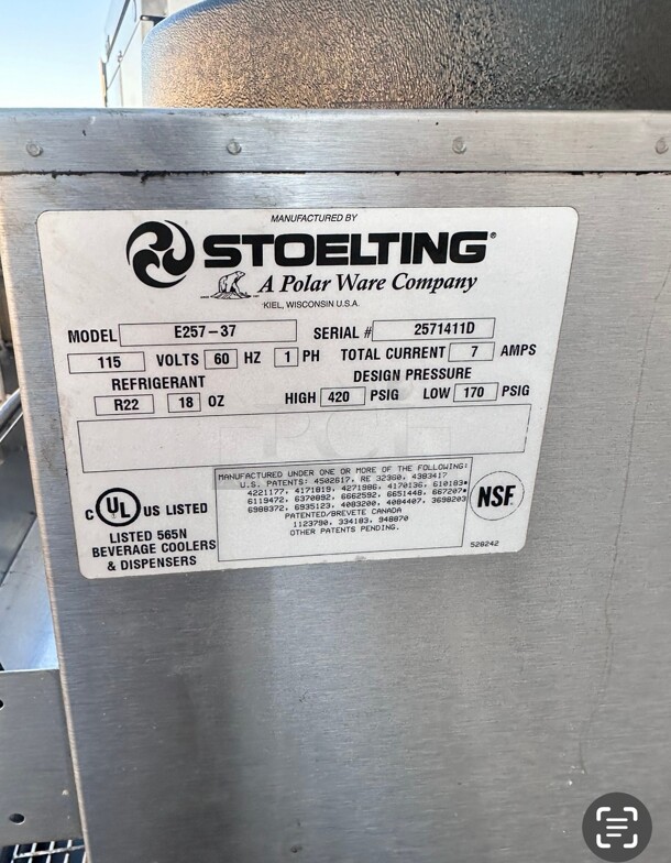 Nice! Stoelting E257-37 10-gallon-capacity floor model Slushy frozen beverage dispenser 115 Volt Tested and Working - Image 7 of 10