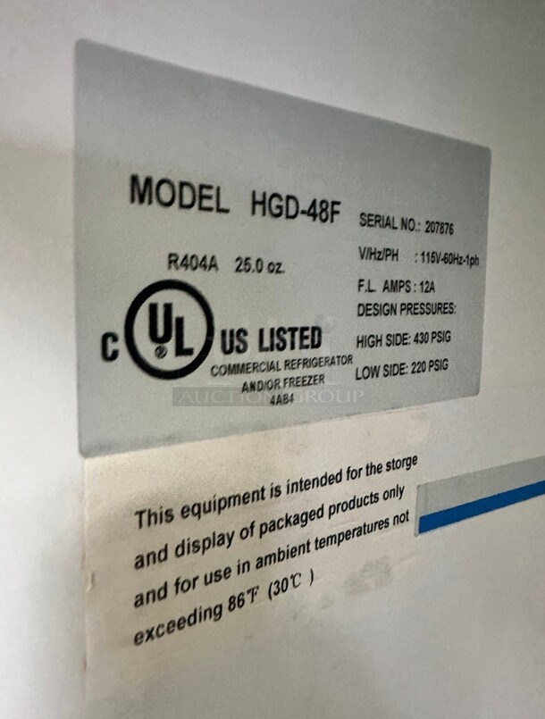 New! Polarman HGD-48F 54″ Double Glass Door Commercial Freezer 115 Volt Tested and Working! - Image 5 of 9