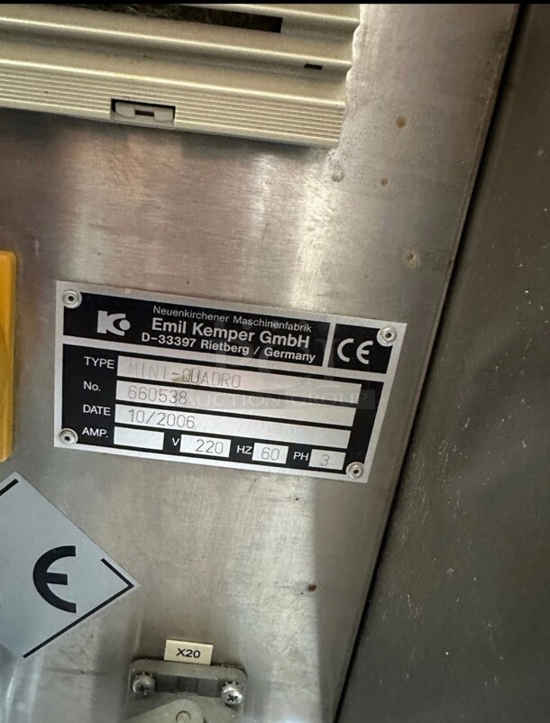 Kemper Mini Quadro Commercial Heavy Duty Dough Divider Rounder 220 Volt 3 Phase Tested and Working - Image 3 of 9