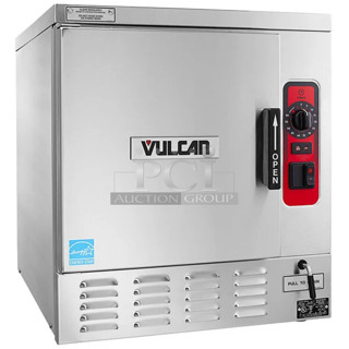 BRAND NEW SCRATCH AND DENT! Vulcan C24EO5AF Stainless Steel Commercial Countertop Electric Powered Single Deck Steam Cabinet. 240 Volts, 3/1 Phase.