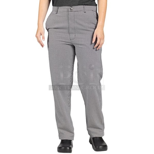 4 BRAND NEW SCRATCH AND DENT! 4013-4034 Uncommon Chef 4013 Unisex Houndstooth Customizable Straight Leg Chef Pants - 34". 4 Times Your Bid!  - Image 1 of 8