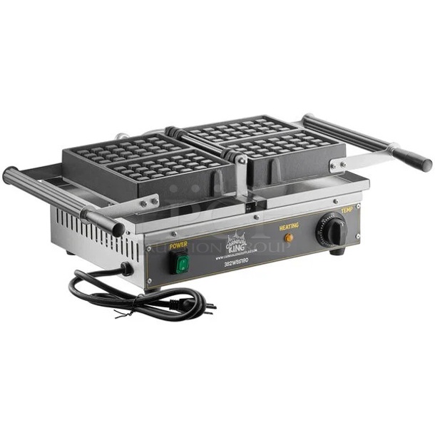 BRAND NEW SCRATCH AND DENT! Carnival King 382WBS180 Stainless Steel Commercial Countertop Brussels / Liege Style Belgian Waffle Maker. 120 Volts, 1 Phase.  - Image 1 of 9