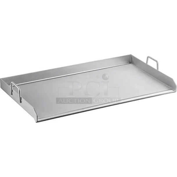 BRAND NEW SCRATCH AND DENT! Backyard Pro 554BPGRIDFL 32" x 16" Stainless Steel Griddle Plate with 2 1/4" Splash Guard and Handles - Image 1 of 3