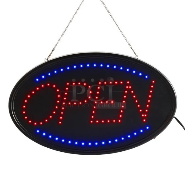 BRAND NEW SCRATCH AND DENT! Choice 466OPECONOVL 23" x 13" LED Oval Open Sign with Two Display Modes - Image 1 of 3