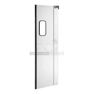 BRAND NEW SCRATCH AND DENT! Regency 600TD3684 Single Aluminum Swinging Traffic Door with 9" x 14" Window - 36" x 84" Door Opening. May Be Missing Pieces. 