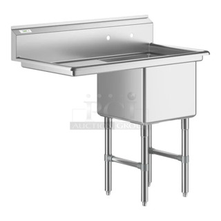 BRAND NEW SCRATCH AND DENT! Regency 600S1181824L Stainless Steel Single Bay Sink w/ Left Side Drain Board. 