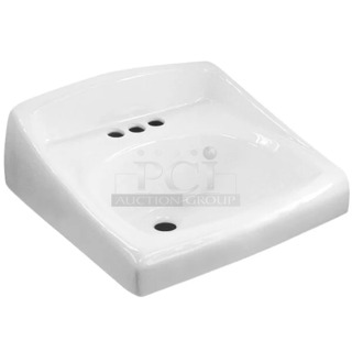 BRAND NEW SCRATCH AND DENT! Sloan SS3003 3873003 Vitreous China Wall Mounted Backsplash Lavatory with 4" Centerset