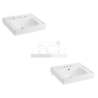 2 BRAND NEW SCRATCH AND DENT! Items Including American Standard 9024908EC.020 Decorum 20" x 18 1/4" White Vitreous China Less Overflow Single Bowl Wall-Mount Lavatory with EverClean and 8" Centerset and American Standard 9024004EC.020 Decorum 20" x 18 1/4" White Vitreous China Single Bowl Wall-Mount Lavatory with EverClean and 4" Centerset. 2 Times Your Bid! 