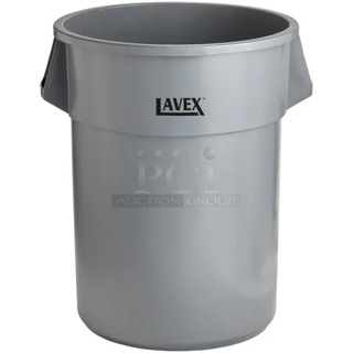 BRAND NEW SCRATCH AND DENT! Lavex Gray Poly 55 Gallon Trash Can. 