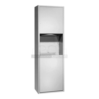BRAND NEW SCRATCH AND DENT! American Specialties, Inc. Traditional 10-04697-9 Surface-Mounted Paper Towel Dispenser with 12 Gallon Waste Receptacle. May Be Missing Pieces. 
