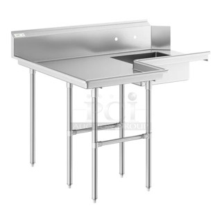 BRAND NEW SCRATCH AND DENT! Regency 600DDTI48L 4' 16-Gauge Stainless Steel Soiled L-Shape Dishtable - Left Island. No Legs. 