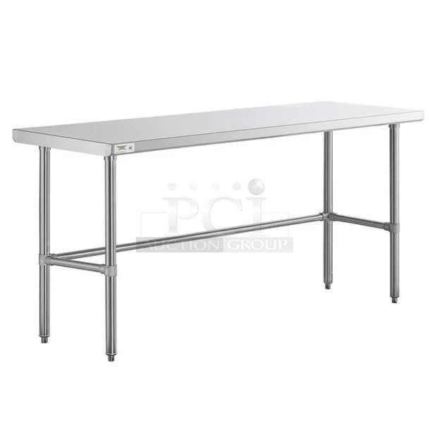 BRAND NEW SCRATCH AND DENT! Regency 600WT24X72SS 24" x 72" 16-Gauge 304 Stainless Steel Commercial Open Base Work Table. May Be Missing Pieces.  - Image 1 of 2