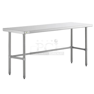 BRAND NEW SCRATCH AND DENT! Regency 600WT24X72SS 24" x 72" 16-Gauge 304 Stainless Steel Commercial Open Base Work Table. May Be Missing Pieces. 