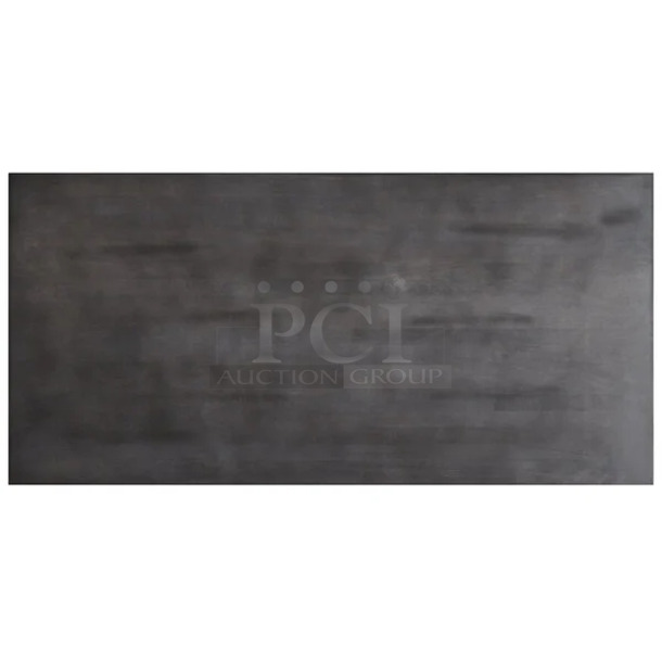 BRAND NEW SCRATCH AND DENT! Lancaster Table & Seating 3493060ANTGY Industrial 30" x 60" Solid Wood Live Edge Table Top with Slate Gray Finish. May Be Missing Pieces.  - Image 1 of 2