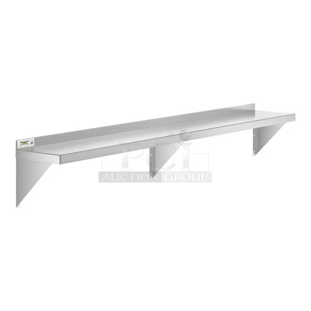 BRAND NEW SCRATCH AND DENT! Regency 600WS1072 10" x 72" 18 Gauge Stainless Steel Solid Wall Shelf. May Be Missing Pieces. - Image 1 of 2