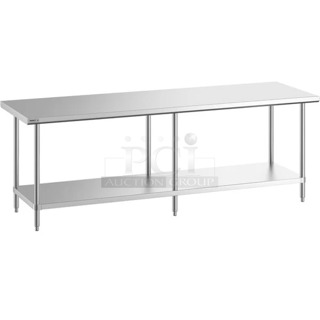 BRAND NEW SCRATCH AND DENT! Regency 600TSS3096SSpec Line 30" x 96" 14 Gauge Stainless Steel Commercial Work Table with Undershelf. May Be Missing Pieces. 
