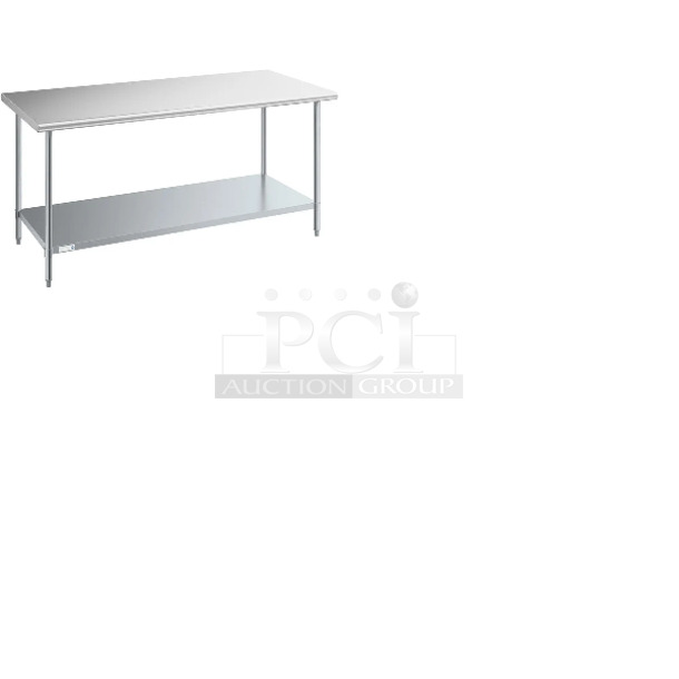 2 BRAND NEW SCRATCH AND DENT! Items Including Steelton 522ETSG3072 30" x 72" 18 Gauge 430 Stainless Steel Work Table with Undershelf and Stainless Steel Table. 2 Times Your Bid! May Be Missing Pieces.  - Image 1 of 4