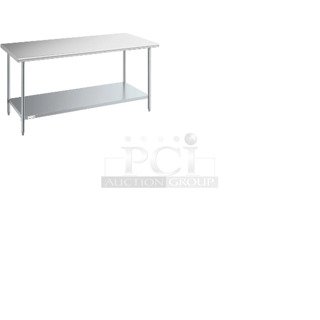 2 BRAND NEW SCRATCH AND DENT! Items Including Steelton 522ETSG3072 30" x 72" 18 Gauge 430 Stainless Steel Work Table with Undershelf and Stainless Steel Table. 2 Times Your Bid! May Be Missing Pieces. 