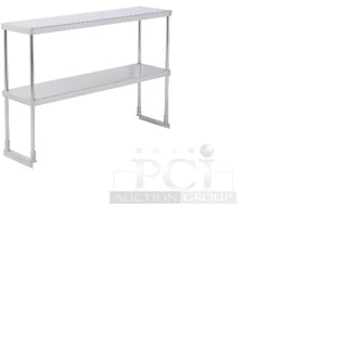 2 BRAND NEW SCRATCH AND DENT! Items Including Avantco 178SSDOS4818 Stainless Steel Double Deck Overshelf - 18" x 46 3/4" and Stainless Steel Table. 2 Times Your Bid! May Be Missing Pieces. 