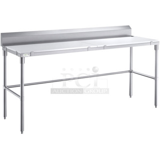 BRAND NEW SCRATCH AND DENT! Regency 600TPBOF2472 Table Frame for 24" x 72" Poly Top Table with Open
Base and 6" Backsplash. Does Not Come w/ Cutting Board Counter. May Be Missing Pieces. 