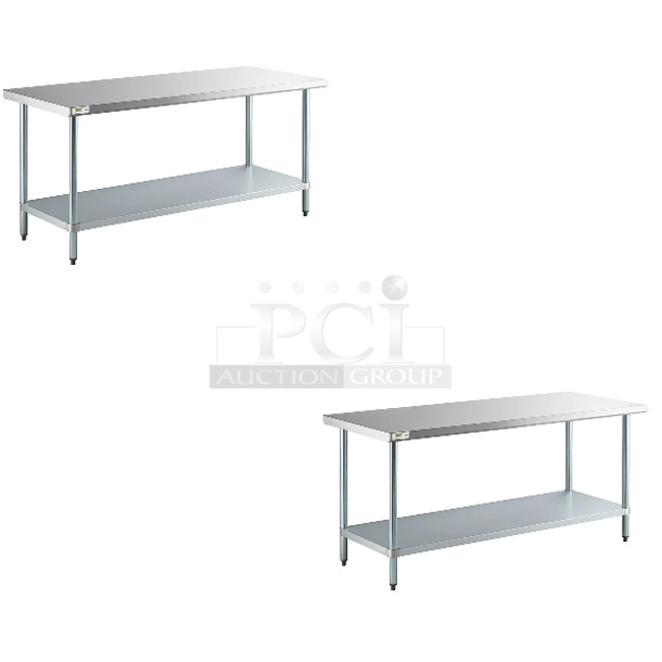 2 BRAND NEW SCRATCH AND DENT! Items Including Regency 600T3072G 30" x 72" 18-Gauge 304 Stainless Steel Commercial Work Table with Galvanized Legs and Undershelf and Regency 600T3072G 30" x 72" 18-Gauge 304 Stainless Steel Commercial Work Table with Galvanized Legs and Undershelf. 2 Times Your Bid! May Be Missing Pieces. - Image 1 of 3