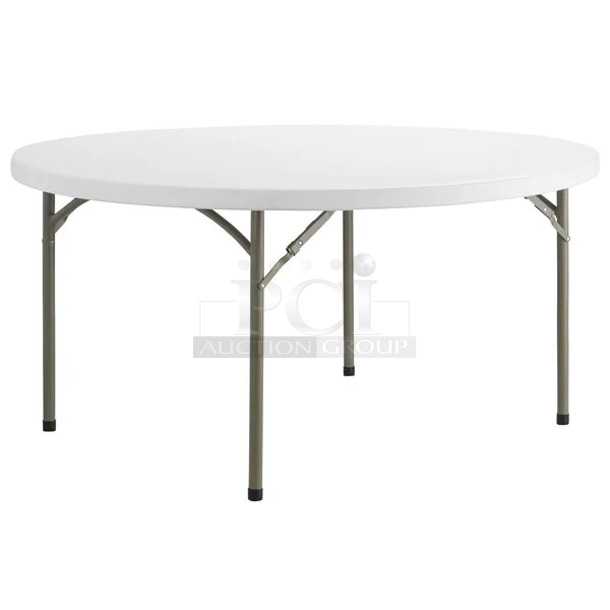 2 BRAND NEW SCRATCH AND DENT! Lancaster Table & Seating 384YCZ60RND 60" Round Heavy-Duty Granite White Plastic Folding Table. 2 Times Your Bid! May Be Missing Pieces. - Image 1 of 2