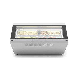 KoolMore KM-CGD-8HP Stainless Steel Commercial Countertop Ice Cream Freezer. See Pictures for Broken Glass. 115 Volts, 1 Phase. Tested and Working!