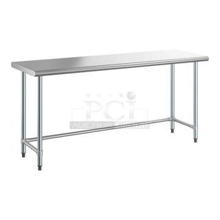BRAND NEW SCRATCH AND DENT! Steelton 522ETOB2472  24" x 72" 18-Gauge 430 Stainless Steel Open Base Work Table. May Be Missing Pieces. 