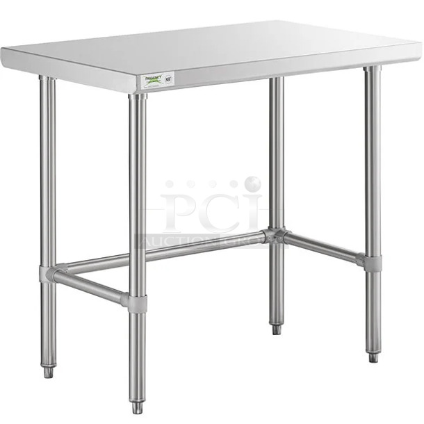 2 BRAND NEW SCRATCH AND DENT! Items Including Regency 600WT24X36SS 24" x 36" 16-Gauge 304 Stainless Steel Commercial Open Base Work Table. Includes 31x90x2. 2 Times Your Bid!  - Image 1 of 4