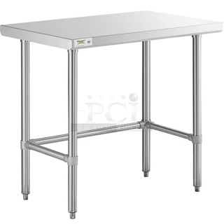 2 BRAND NEW SCRATCH AND DENT! Items Including Regency 600WT24X36SS 24" x 36" 16-Gauge 304 Stainless Steel Commercial Open Base Work Table. Includes 31x90x2. 2 Times Your Bid! 