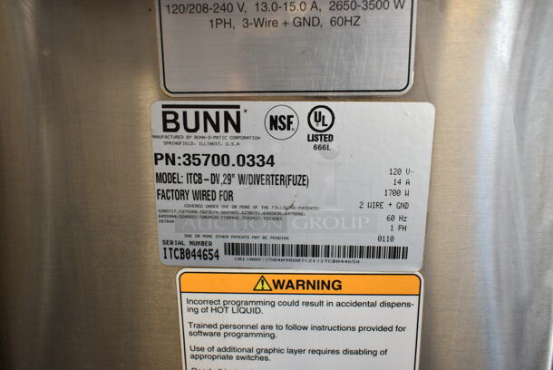 Bunn ITCB-DV Stainless Steel Commercial Countertop Iced Tea Machine. 120 Volts, 1 Phase.  - Image 7 of 7