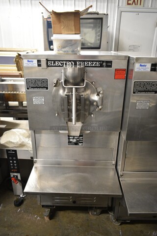 Electro Freeze FT-1 Stainless Steel Commercial Floor Style Water Cooled Batch Freezer on Commercial Casters. 230 Volts, 1 Phase.