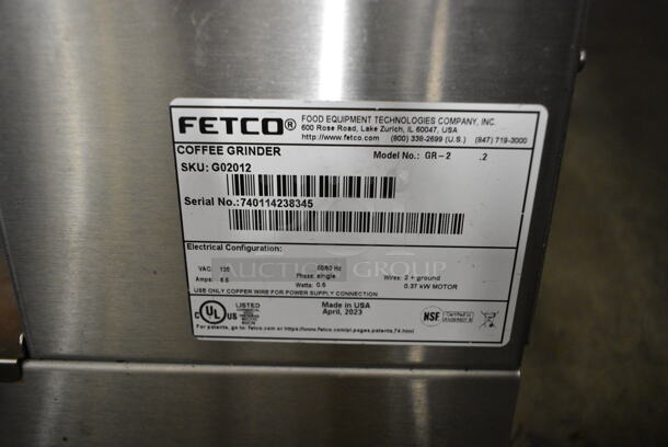 Fetco GR-2 Stainless Steel Commercial Countertop Coffee Bean Grinder. 120 Volts, 1 Phase. Tested and Working! - Image 8 of 8